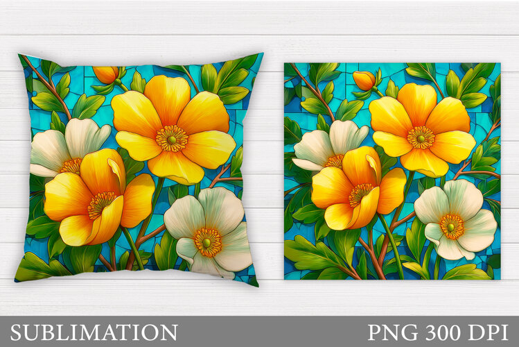 Flowers Pillow Sublimation. Floral Pillow Design example image 1