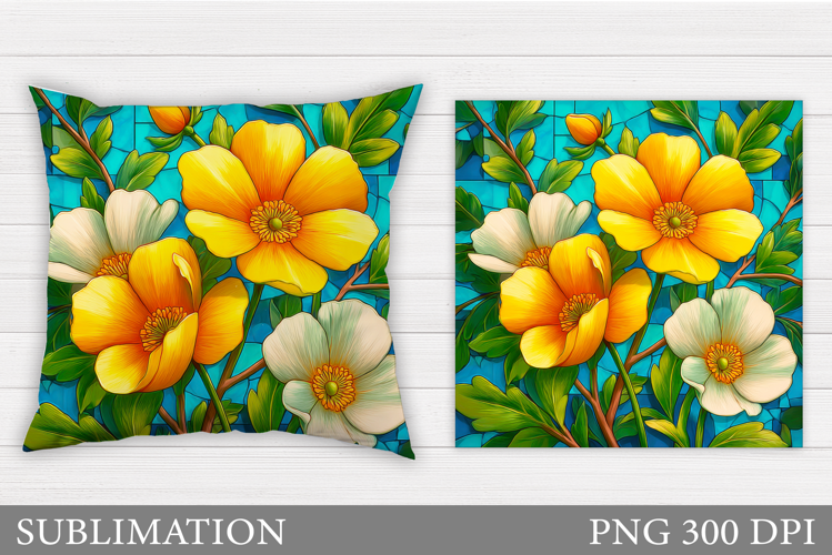 Flowers Pillow Sublimation. Floral Pillow Design