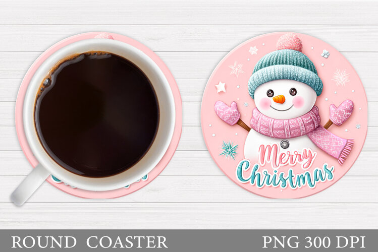 Cute Snowman Coaster. Christmas Coaster Sublimation example image 1