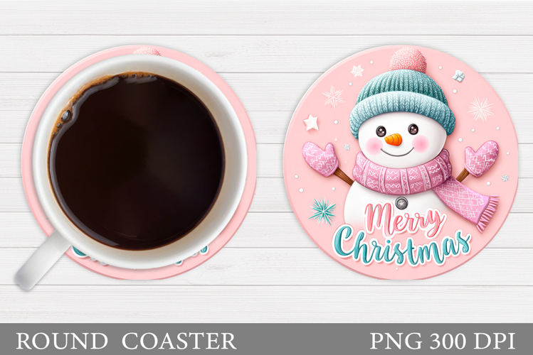 Cute Snowman Coaster. Christmas Coaster Sublimation