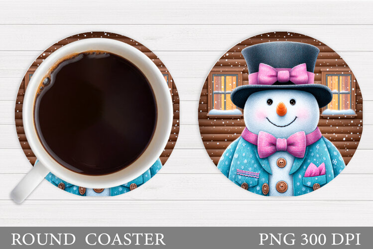 Cute Snowman Coaster. Christmas Coaster Sublimation example image 1