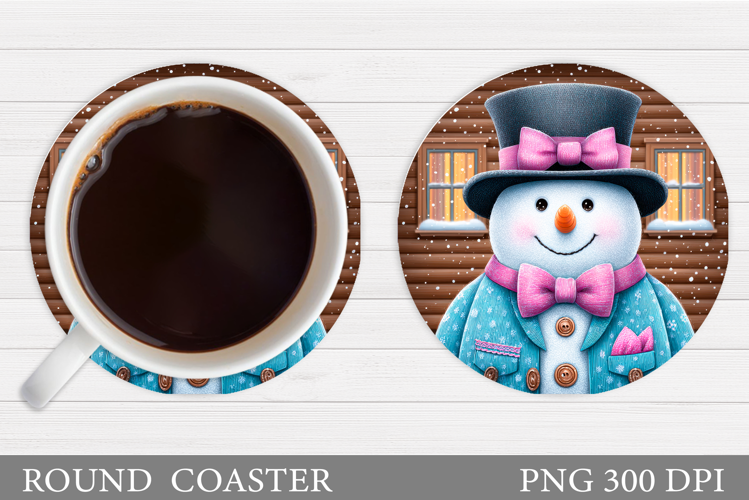 Cute Snowman Coaster. Christmas Coaster Sublimation
