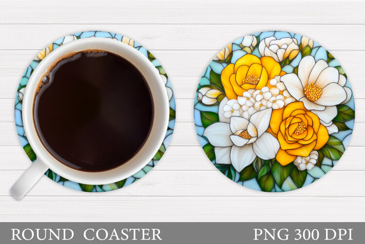Floral Coaster Design. Flowers Coaster Sublimation example image 1