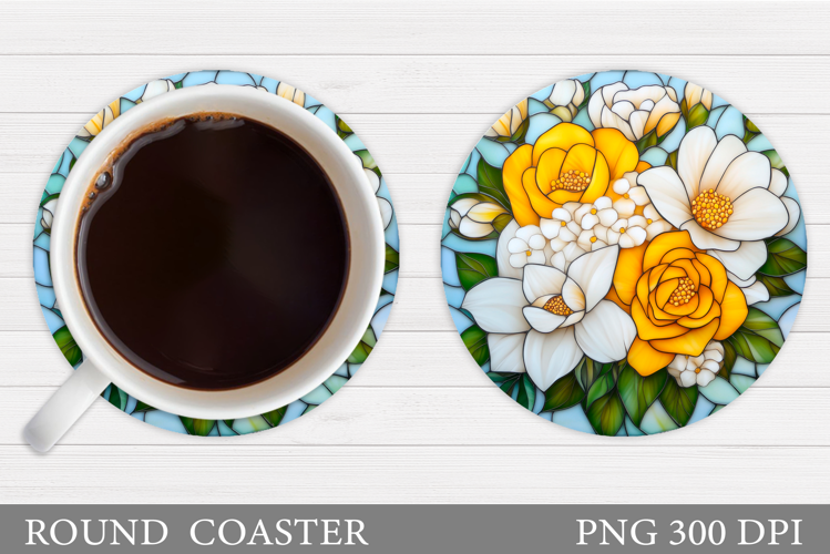 Floral Coaster Design. Flowers Coaster Sublimation