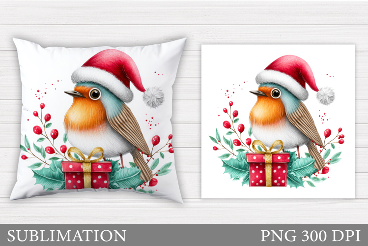 Christmas Bird Pillow Design. Christmas Pillow Sublimation