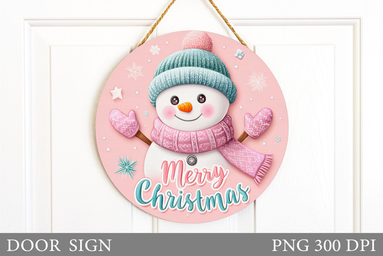 Cute Snowman Door Sign Design. Christmas Sublimation