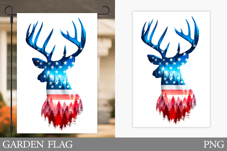Patriotic Deer Garden Flag. Patriotic Garden Flag Design