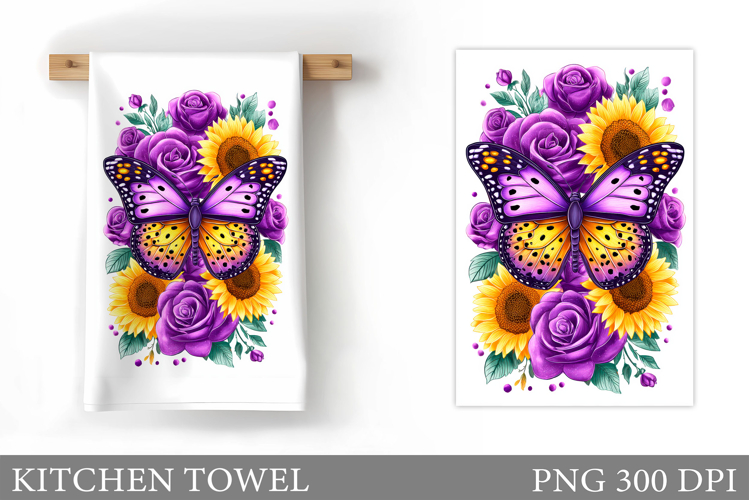 Butterfly Kitchen Towel Design. Butterfly Sublimation example image 1