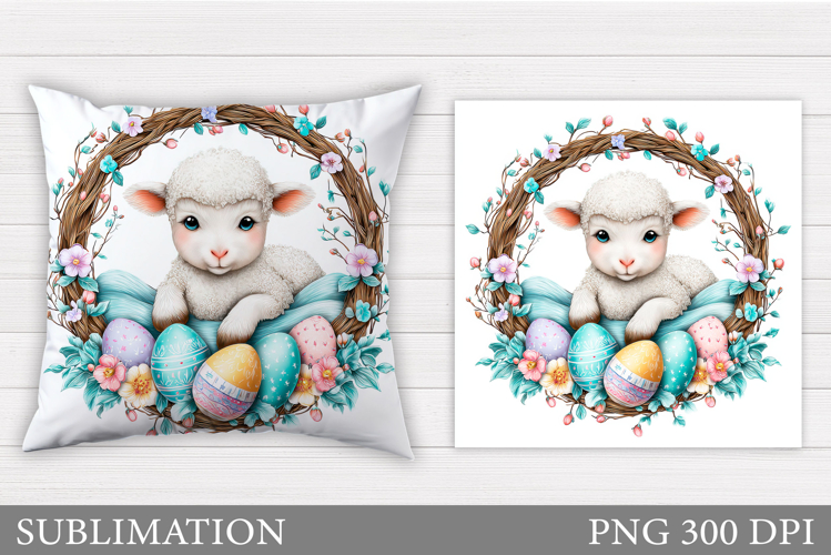 Easter Lamb Pillow Sublimation. Easter Pillow Design
