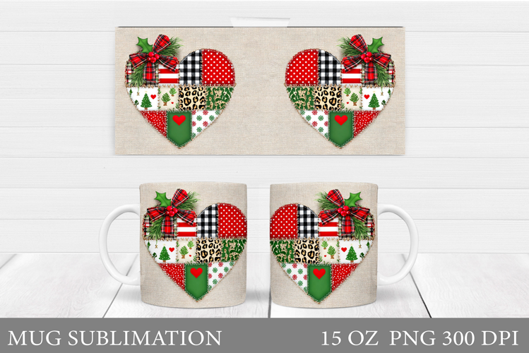 Christmas Heart Mug Design. Christmas Sublimation