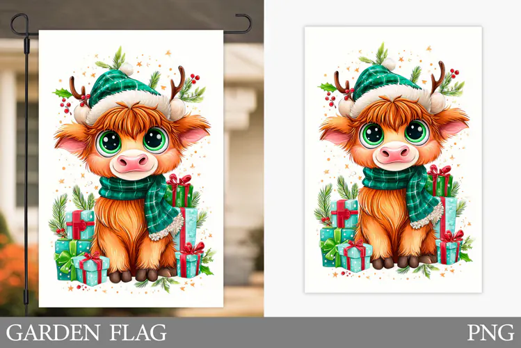Christmas Cow Garden Flag. Christmas Garden Flag Design