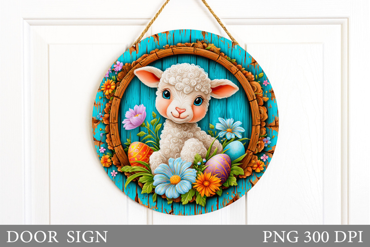 Easter Lamb Door Sign Design. Easter Door Sign Sublimation
