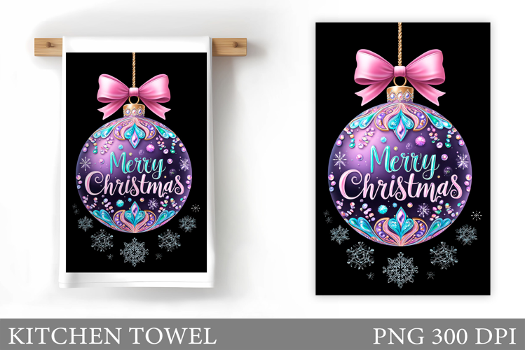 Iridescent Christmas Kitchen Towel. Christmas Sublimation