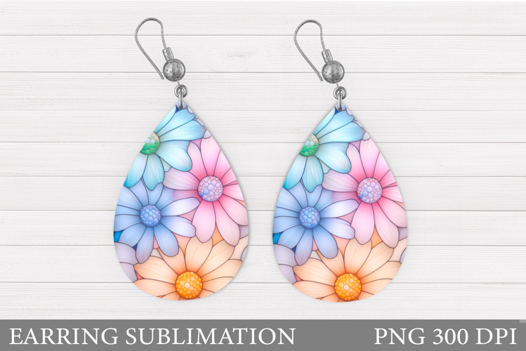 Flowers Teardrop Earring. Wildflowers Earring Sublimation