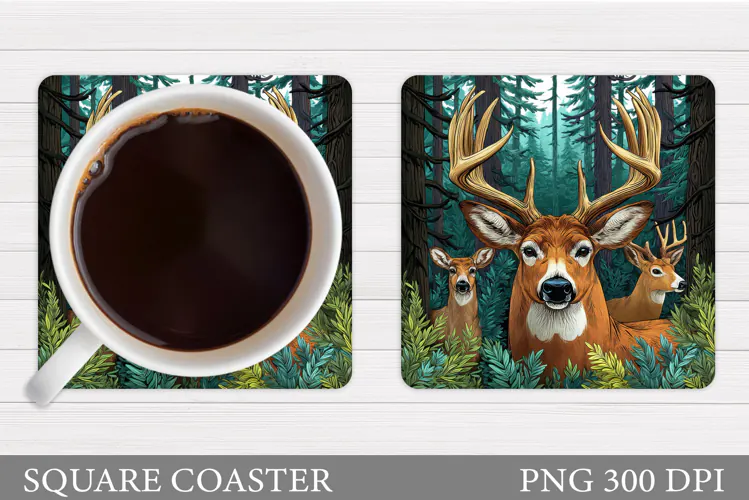Deer Coaster Design. Deer Sublimation