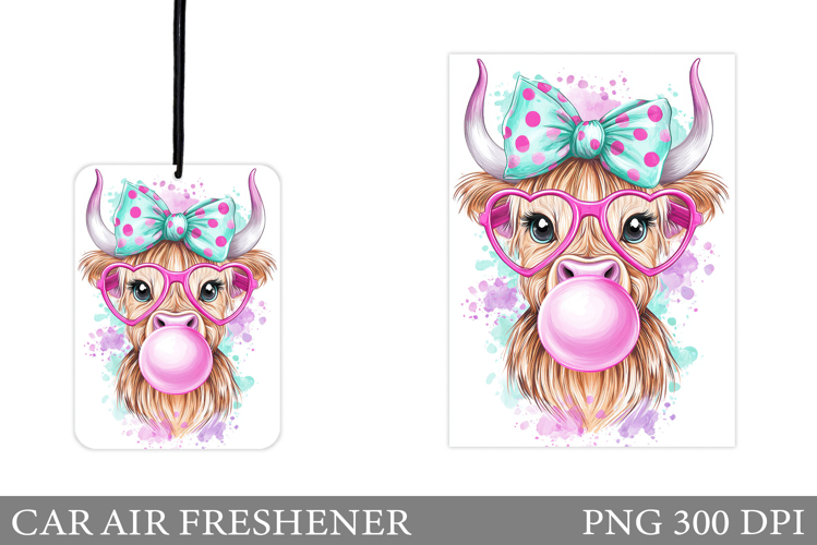 Cute Cow Car Air Freshener. Cute Cow Sublimation