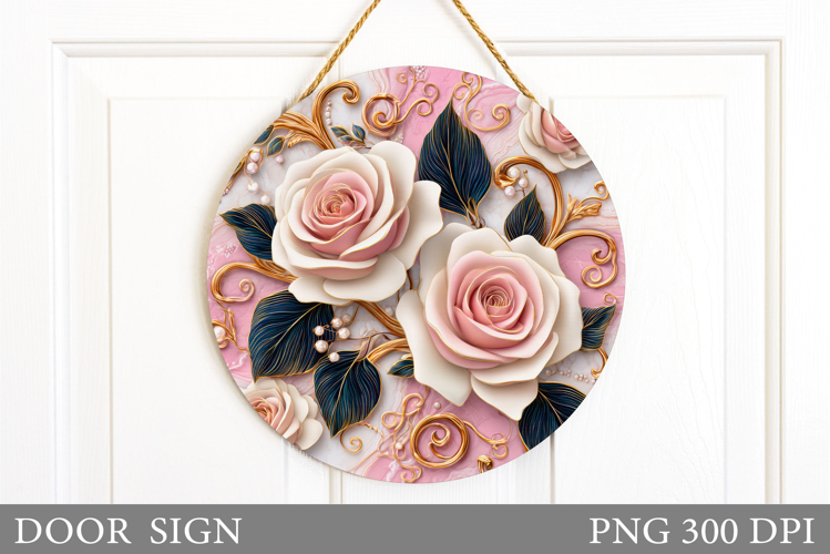 Roses Door Sign Sublimation. Flowers Door Sign Design