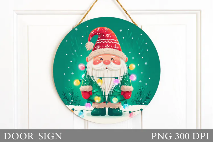 Christmas Gnome Door Sign. Christmas Door Sign Sublimation