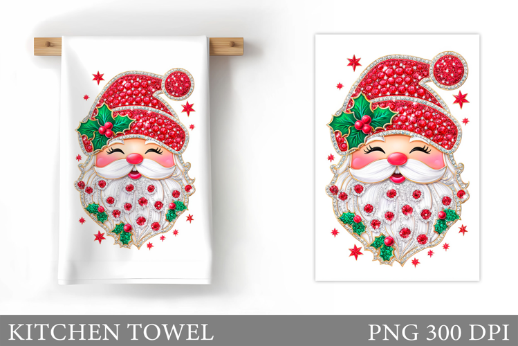 Santa Claus Kitchen Towel Design. Christmas Kitchen Towel