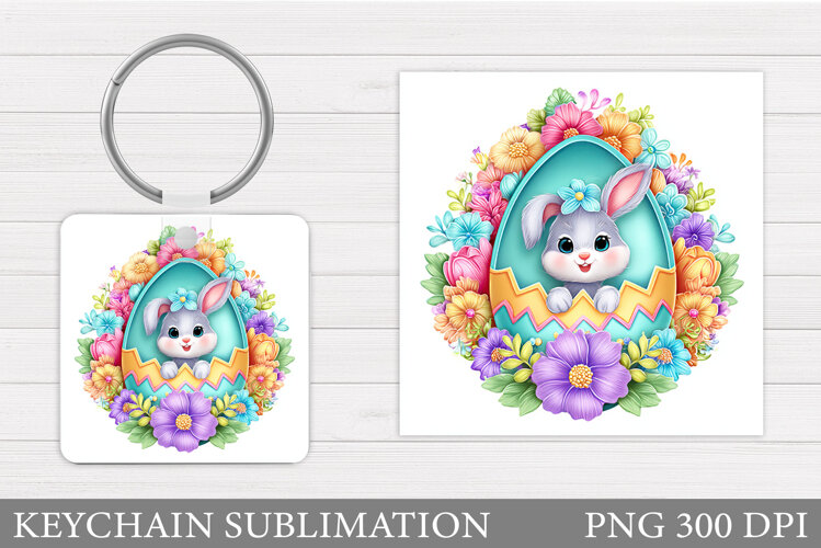 Easter Bunny Keychain Design. Easter Keychain Sublimation example image 1