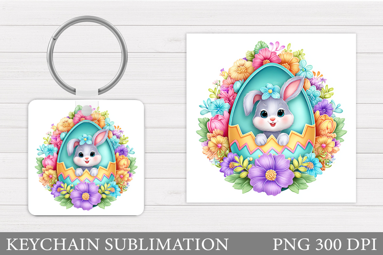 Easter Bunny Keychain Design. Easter Keychain Sublimation