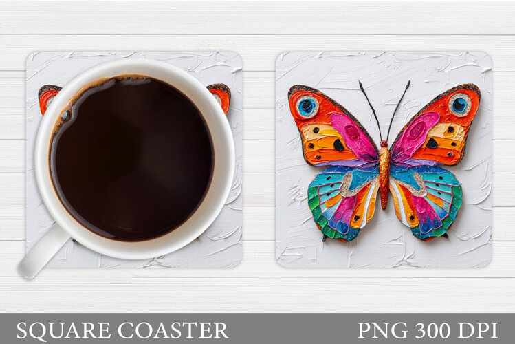 Butterfly Coaster Design. Butterfly Sublimation example image 1