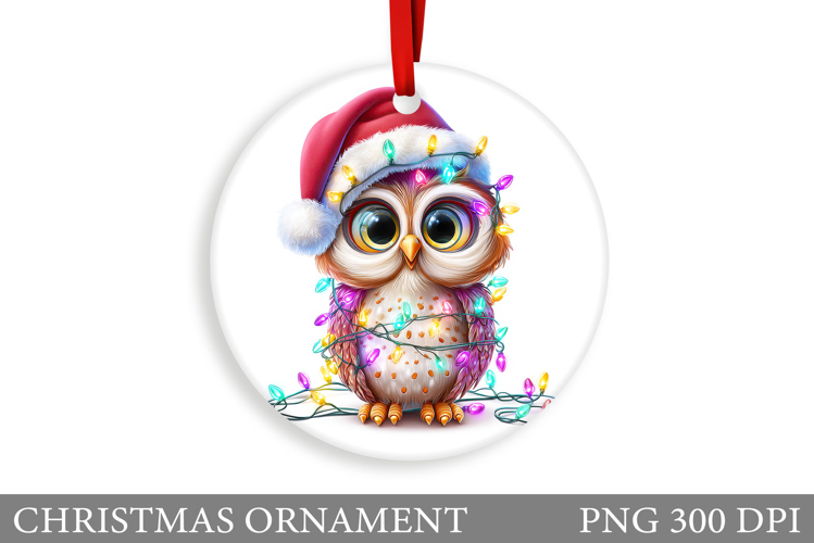 Cute Owl Christmas Ornament. Christmas Ornament Sublimation