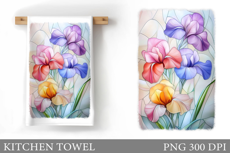 Irises Kitchen Towel Design. Kitchen Towel Sublimation