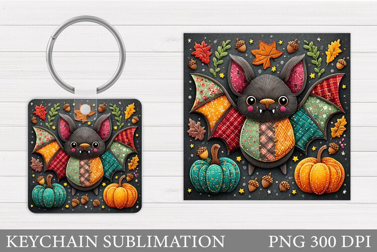 Bat Keychain Sublimation. Halloween Bat Keychain Design example image 1