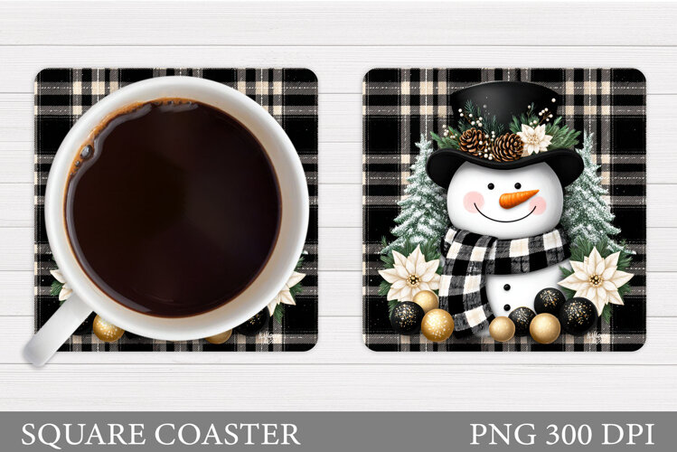 Snowman Coaster Sublimation. Christmas Coaster Design example image 1