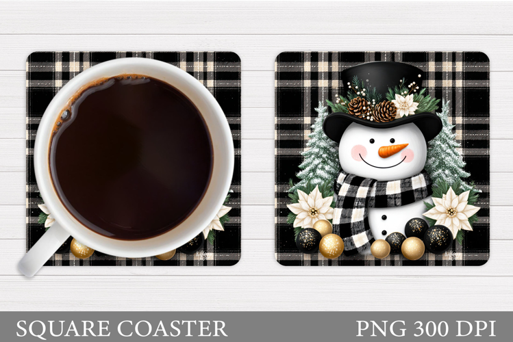 Snowman Coaster Sublimation. Christmas Coaster Design
