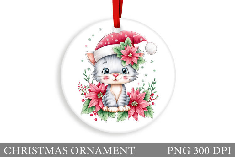 Cute Cat Christmas Ornament. Winter Cat Christmas Ornament