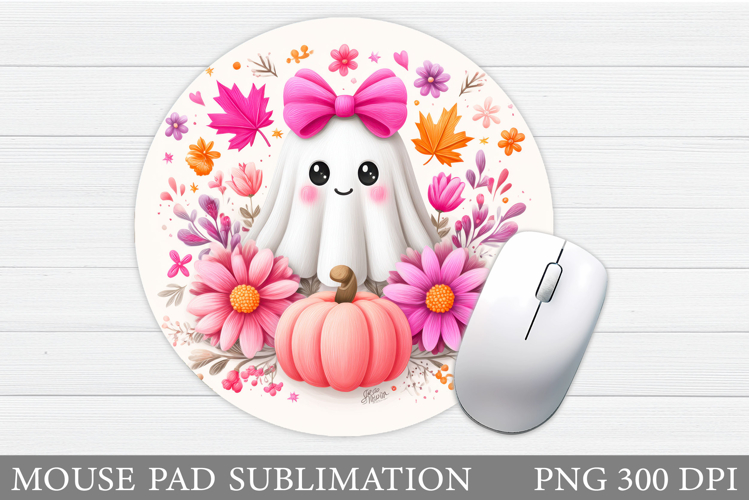 Cute Ghost Mouse Pad Sublimation. Halloween Mouse Pad Design example image 1