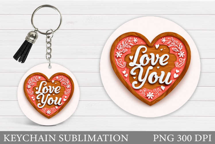 Heart Keychain Sublimation. Valentine Keychain Design