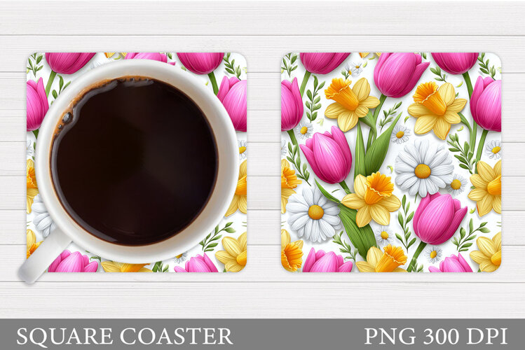 Floral Coaster Design. Flowers Coaster Sublimation example image 1