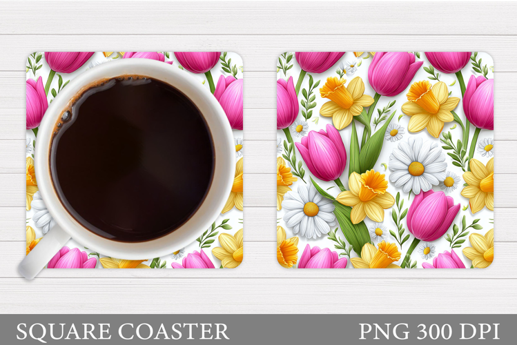 Floral Coaster Design. Flowers Coaster Sublimation
