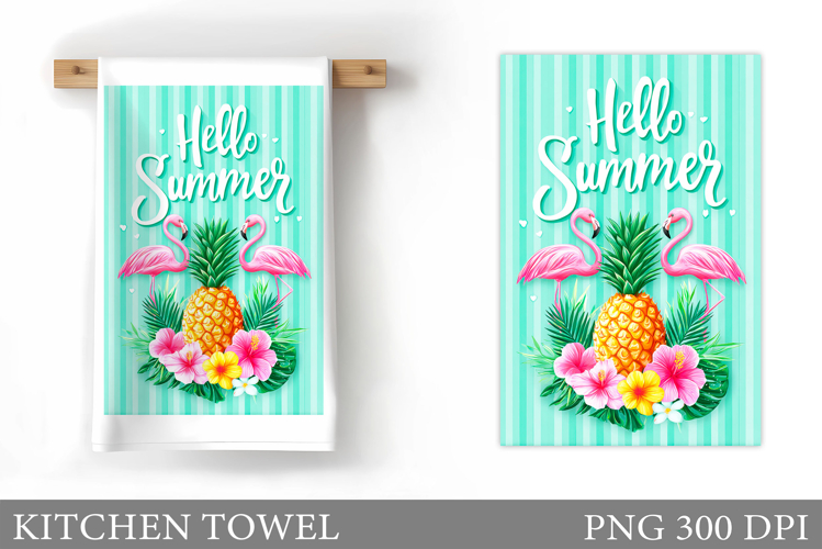 Flamingo Kitchen Towel Design. Summer Flamingo Sublimation