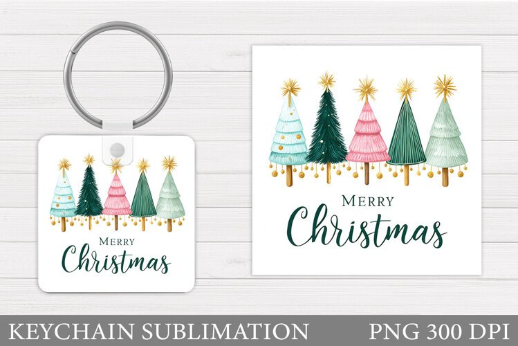Christmas Tree Keychain. Christmas Keychain Sublimation example image 1
