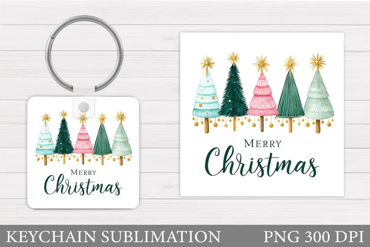 Christmas Tree Keychain. Christmas Keychain Sublimation