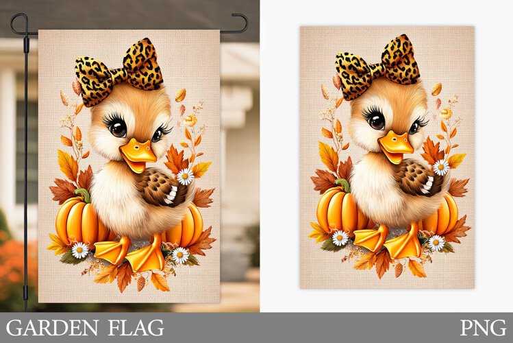 Fall Duck Garden Flag Design. Fall Garden Flag Sublimation example image 1