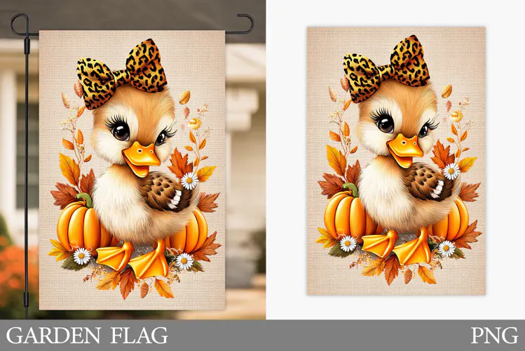 Fall Duck Garden Flag Design. Fall Garden Flag Sublimation