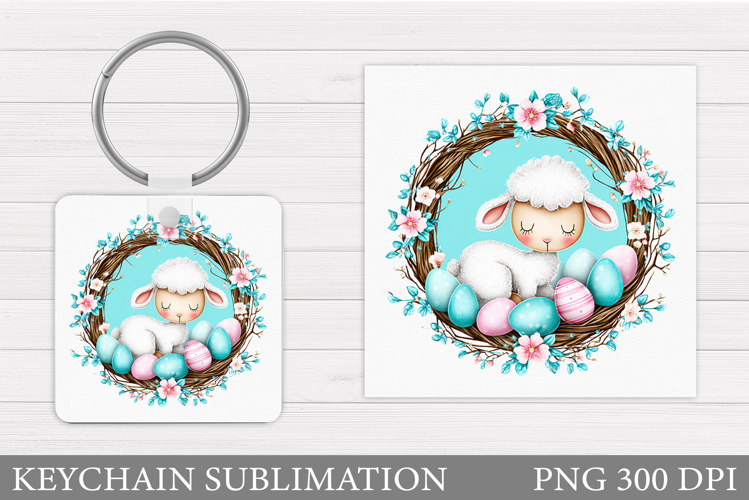 Easter Lamb Keychain Sublimation. Easter Keychain Design