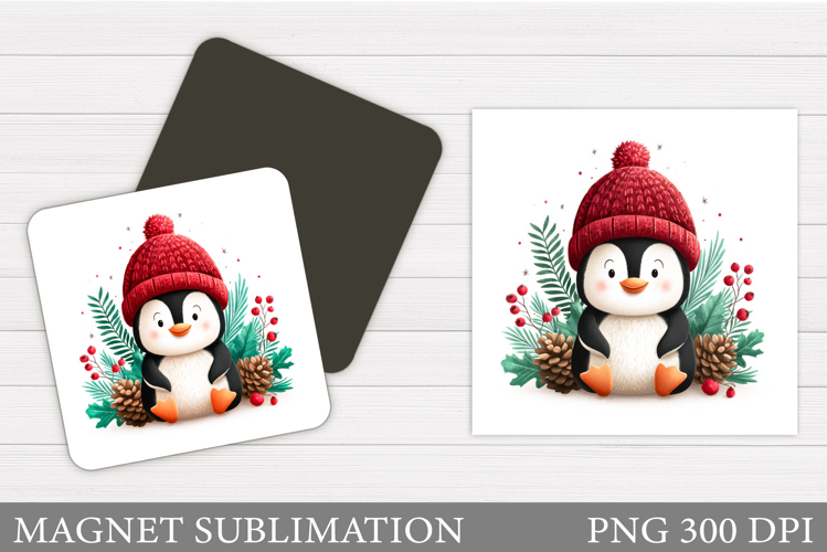 Christmas Magnet Design. Penguin Magnet Sublimation