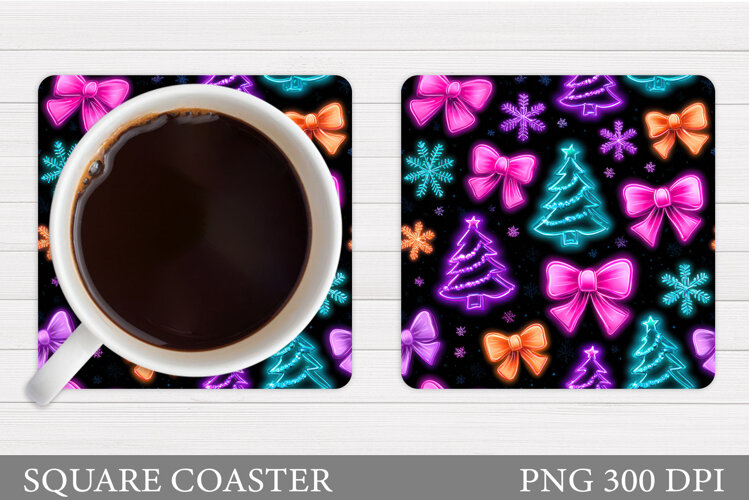 Christmas Tree Coaster Design. Christmas Coaster Sublimation example image 1