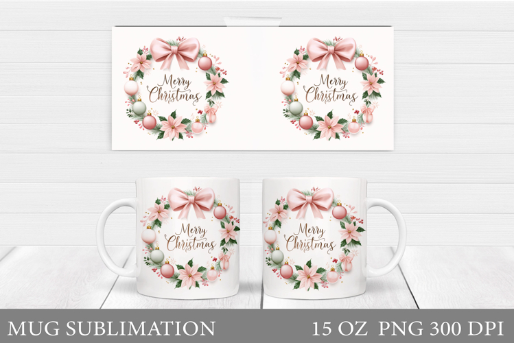 Merry Christmas Mug Design. Christmas Tree Sublimation