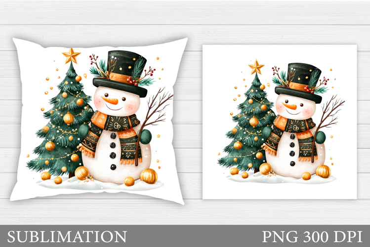 Cute Snowman Pillow Sublimation. Christmas Pillow Design