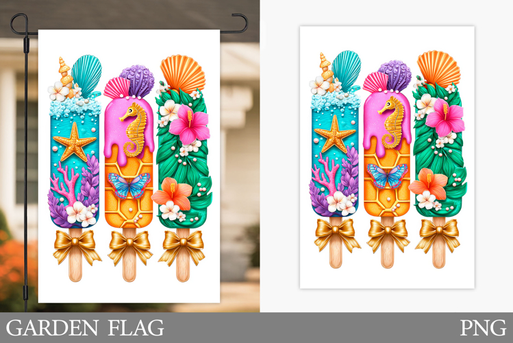 Ice Cream Garden Flag Design. Summer Garden Flag Sublimation