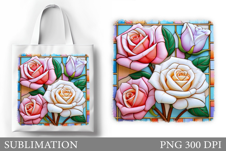 Roses Tote Bag Design. Flowers Roses Sublimation