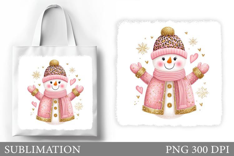 Cute Snowman Tote Bag Sublimation. Christmas Tote Bag Design