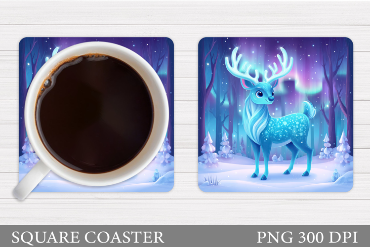 Reindeer Coaster Design. Christmas Coaster Sublimation